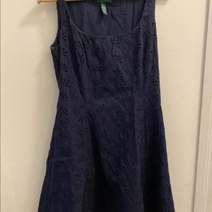 Ralph Lauren size 10 eyelet navy dress GUC